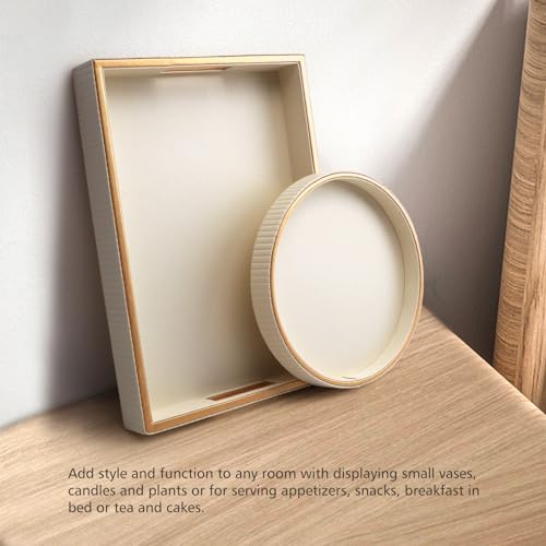 SANZIE Leather Tray Desktop Storage Organizer, Decorative Tray Set, White - Image 5