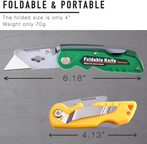 10-Pack Heavy Duty Folding Box Cutter Set, Utility Razor Knife - Image 6