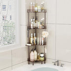 Consumest Corner Shower Caddy Standing - 4-Tier Stainless Steel Shower Organizer with Soap Holder and 4 Hooks, Large Capacity Corner Shelf Stand for Bathroom, Rest Room, Bronze - Image 7