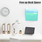 EASEPRES 3 Pocket Mesh Hanging Wall File Organizer, Wall Mounted Mail Paper Document Folder Holder, Clipboard Storage Organization Magazine Rack with Nametag Label for Office Home School, Blue - Image 3