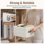 StorageWorks Closet Storage Bins with PU Handles, Ivory White, Small - Image 5