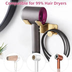 Hair Dryer Holder, HairDryer Holder Wall Mounted, Self Adhesive Blow Dryer Holder, Stainless Steel Hair Dryer Holder, Hairdryer Holder for Bathroom Gold BANJEKT - Image 2
