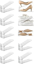 shoe slots organizer, Clear Shoe Stacker, Adjustable Level Shoe Rack,Storage Space Saver for Sneakers Display (Transparent, 10Pack) by UniHIMO