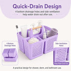 Portable Shower Caddy Basket with 3 Compartments and Handle, Purple - Image 7