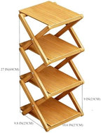 Bamboo Shoe Rack - No Assembly Required, Tall Narrow Foldable Shoe Organizer, Space-Saving Multifunctional Shelf for Entryways, Corners, Bedrooms, Balconies, 4 Layer(Reinforced and Thickened) - Image 3