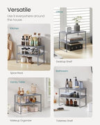 SONGMICS Set of 2 Metal Spice Racks, Stackable Expandable Shelf Risers - Image 5