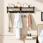 YMYNY Coat Rack Wall Mount with Shelf and Hooks, Black UHWS001B-2 - Image 7