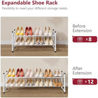 Tajsoon Expandable Shoe Rack for Closet 2 Tier, 28“-41“Stackable, White - Image 6