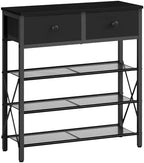 YATINEY 4 Tier Shoe Rack, Large Capacity Shoe Storage Organizer, Metal Shoe Shelf with Drawer and Wooden Top, for 16 Pairs of Shoes, for Entryway, Closet, Black SS24BB by Yatiney