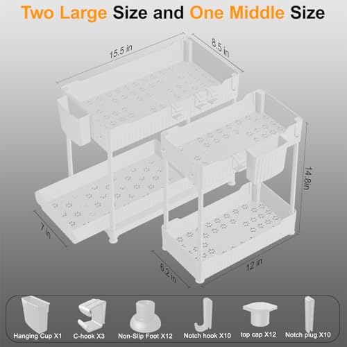 Sevenblue 3-Pack 2-Tier Under Sink Organizers with Sliding Drawers - Image 3