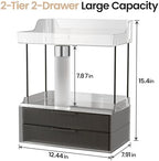 Delamu 4-Tier Makeup Organizer, Bathroom Counter Storage, 2 Drawers,Black - Image 2