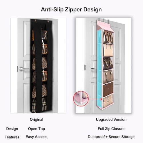 Lirex Over The Door Purse Organizer & Purse Shelf for Closet – Handbag Storage Organizer with Purse Hanger. Perfect for Scarves, Hats, and Leggings. S (11.8'' x 5'' x 51.6''), Pink - Image 4