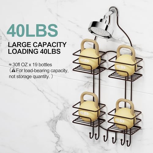 SRIWATANA Shower Caddy Hanging, Shower Organizer with Razor Hooks, Bronze - Image 5