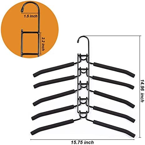 Clothes Hanger Space Saving 4 Pack Multi-Layer Shirt Hangers | Heavy Duty Coat Hanger, Non-slip Foam Padded, Detachable Design, T-shirt Hangers for Man & Women Dorms and Apartment Black - Image 6