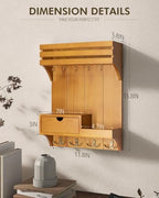 Rebee Vision Key Holder Wall Mount with Drawer for Room Decor, Light Brown - Image 6