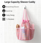 Mesh Shower Caddy Portable with Drawstring - 2-Handle Shower Bag for Dorm - Image 2