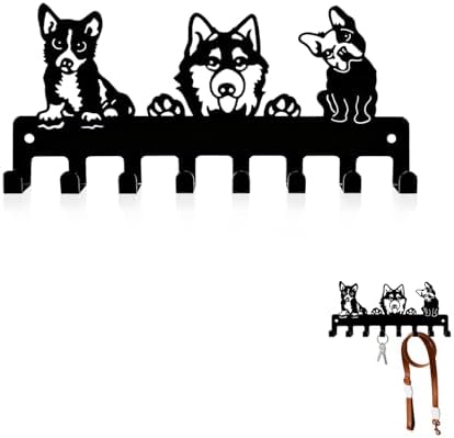 Dog Leash Holder for Wall, 8 Metal Hooks for Leashes, Harnesses & Keys by Unknown