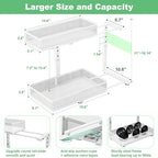 Under Sink Organizer, High Adjustable 2 Tier Under Sink Organizers and Storage, Slide out Metal Cabinet Organizers, Pull out Storage Drawer Shelf for Kitchen Bathroom Cabinet (White-1 pack) - Image 4