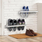 MyGift 4pc White Washed Wood Shoe Rack, Wall Mounted, Holds 8 Pairs - Image 7
