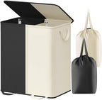 Lifewit Double Laundry Hamper with Lid, Removable Laundry Bags, White&Black by Lifewit