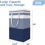 BlissTotes 3-Pack Laundry Basket, Collapsible Laundry Hamper, Blue, 88L - Image 2