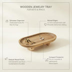 Solid Wood Catchall Tray for Keys & Rings, Natural Finish Entryway Organizer with Raised Edges, Compact Desktop Storage - Image 4