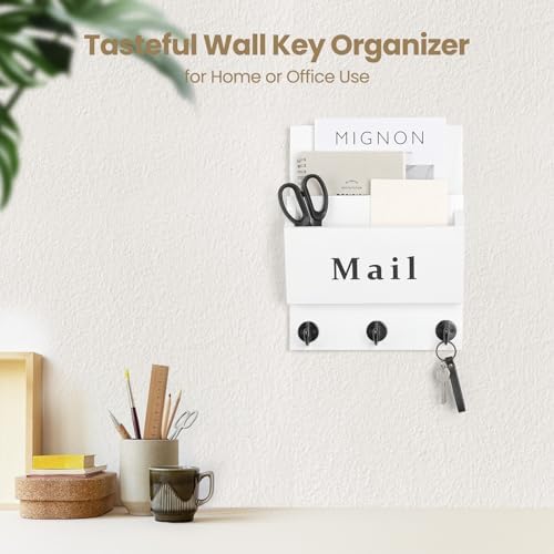 Mail and Key Holder, Wall Key Holder with 2 Mail Organizer Slot and 3 Hooks - Image 6