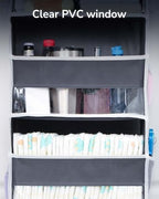 ULG 1 Pack Over Door Organizer with 5 Large and 10 Mesh Side Pockets, 44 lbs Weight Capacity Hanging Storage with Clear Window Kids Toys, Shoes, Diapers, Dark Grey, 5 Layers - Image 4