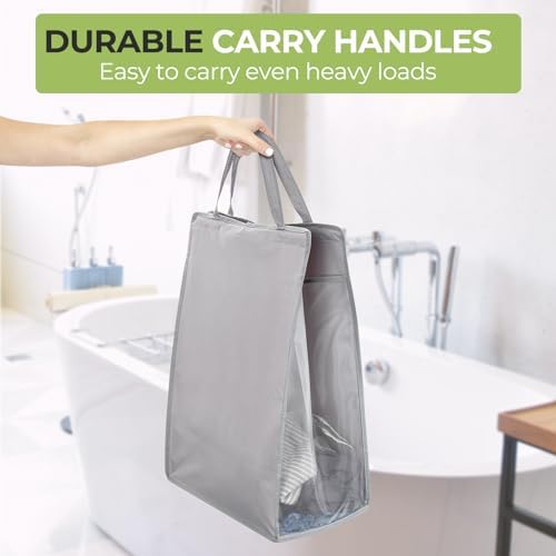 FENTEC 1 Pack Grey Hanging Laundry Hamper，Laundry Hamper Bag with Handles - Image 6