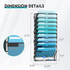11-Tier Wall File Organizer and Mail Organizer with 5 Hooks, Black - Image 3