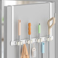 Broom Holder Over The Door with Hooks -304 Stainless Steel (White) by PrimZootyDesign
