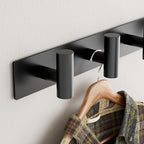 Black Wall Mounted Coat Rack – 5 T-Shaped Hooks on 16.5" Rail, (1 Pack) - Image 4