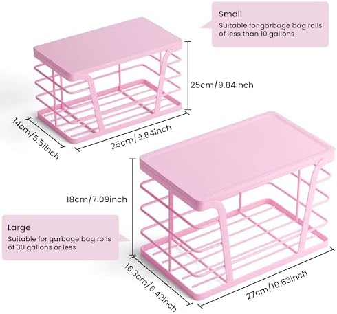 TIDIIABODE 2 Pack Pink Trash Bag Holder - Stackable Garbage Bag Dispenser with Bamboo Top, Kitchen Accessories & Decor, Wall Mount Storage for Kitchen, Home, Bathroom Decor & Gifts - Image 2