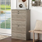 Shoe Cabinet with 2 Flip Drawers, Freestanding Shoe Storage Organizer - Image 3