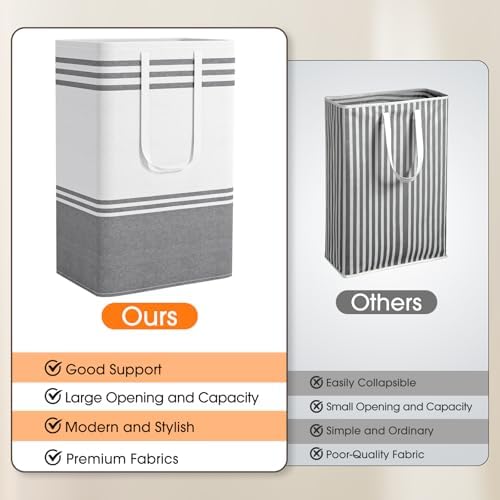 3 Pack Large Laundry Baskets, Laundry Hampers, Freestanding Waterproof Collapsible Clothes Bag with Extended & Reinforced Handles - Clothes Basket for Dorm, Bathroom, Home (88L) - Image 5