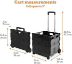Inspired Living Ultra-Slim Rolling Collapsible Storage Pack-N-Roll Utility-carts, with Telescopic Handle, for Home, Garden, Shopping, Office, School use, Medium, Grey & Black - Image 2