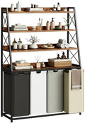 Herture Laundry Basket, 4 Section Laundry Hamper with 4 Tiers Shelf, Pull-Out and Removable Laundry Bags, Large 4 x 15.87 Gallons, for Laundry Room Bathroom Rustic Brown PF12XLN by Herture