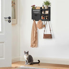 Key Holder Wall Mount, 14.5x11.2x3.5'' Larger 3-Tier Shelf 8 Hooks Drawer Storage,Wooden Key and Mail Holder for Wall,Farmhouse,Home,Living Room,House,Office Decor,Hats,Bag,Dog Leash Hanger Organizer - Image 4