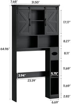 Halitaa Toilet Rack with 2 Sliding Barn Doors, Black - Image 2