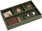 GORESE Valet Tray for Men, Leather Tray EDC Desk Organizer, Olive Green by GORESE