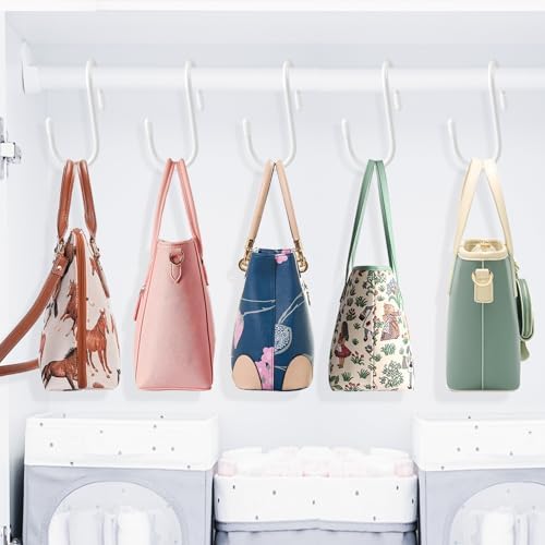 HiGift 16 Pack Bag Hooks for Closet, Unique Twist Design White Vinyl Coated Purse Hanger Organizer Hooks, Large Closet Hooks Purse Organizer Holder for Hanging Purses,Handbag,Belt,Hat,Backpack,Jeans - Image 3