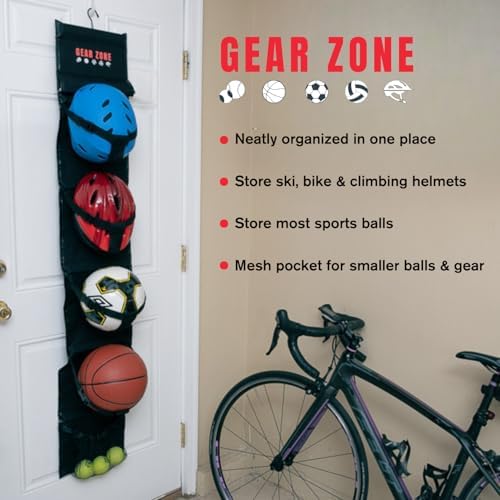 Hanging Sports Equipment Organizer | Multi-Purpose | Garage Sports Ball Storage | Storage for Basketball Football Volleyball Tennis Soccer Biking | Toy Storage | Includes Hook - Image 4