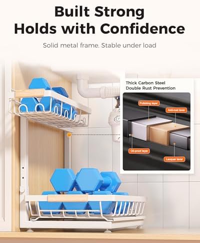 Sevenblue 2-Pack 2-Tier Height Adjustable Under Sink Organizer & Storage - Image 6