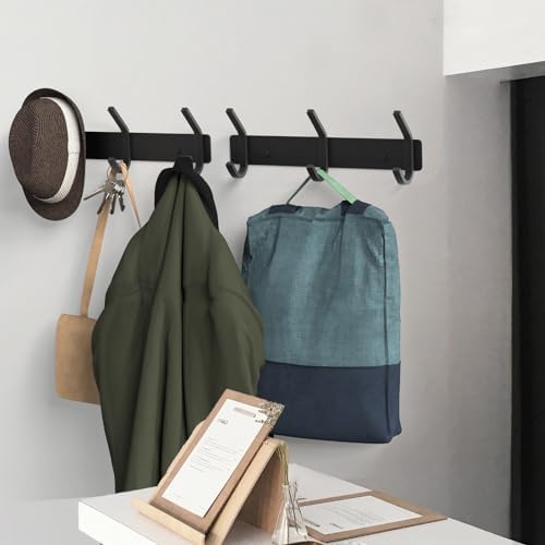 VAEHOLD Coat Hooks Wall Hook for Hanging Clothes Robes Towels Hats Heavy Duty Coat Hanger Coat Rack Wall Mount with 3 Hooks - Black - Image 7