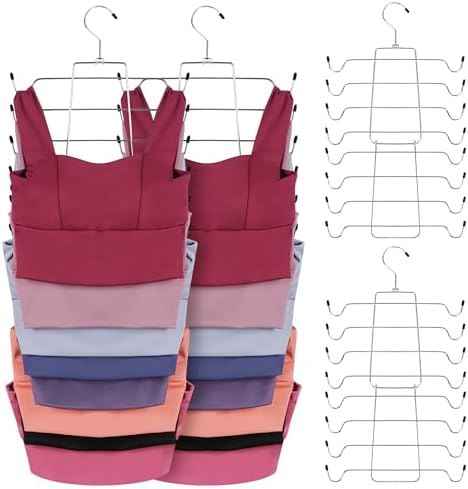 ZEDODIER 6 Pack Tank Top Hanger, Bra Organizer for Closet, Space Saving | 96 Hooks Total, Sturdy Metal, 360° Rotating, Foldable Design, Hanging Closet Organizers and Storage for Apartments and Dorms by ZEDODIER