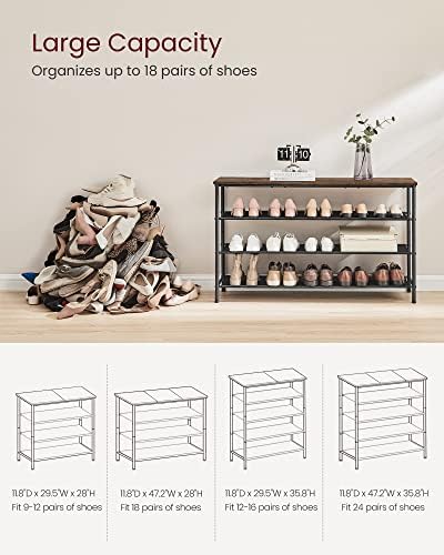 VASAGLE 4-Tier Shoe Rack, 15-18 Pairs, Steel Frame - Image 6
