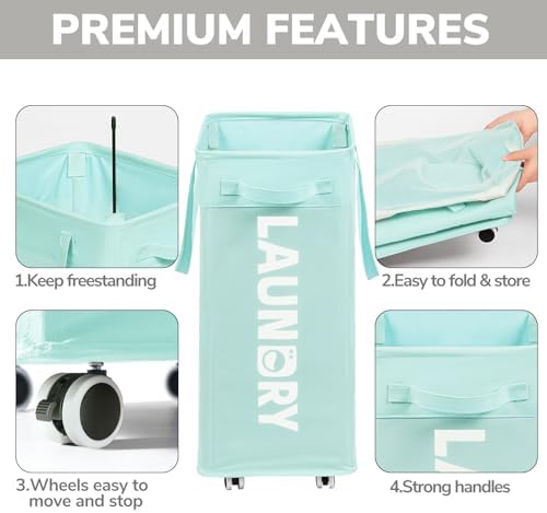 Goodpick 75L Rolling Laundry Basket with Removable Wash Bag for Living Room - Image 4