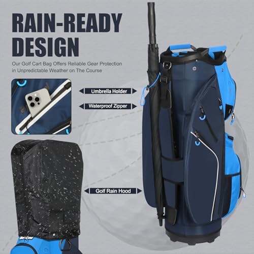 15 Way Golf Cart Bag with Organizer Top, Golf Club Cart Bag for Men - Image 6