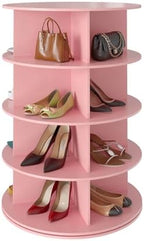 SpaceAid 4 Tier Rotating Shoe Rack Tower, Spinning Shoe Display Lazy Susan, Revolving 360 Shoe Rack Storage Round Carousel, Vertical Handbag Rotate Shoes Closet Organization (4-Tier Pink) by SpaceAid