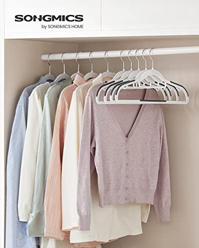 SONGMICS Pack of 50 Coat Hangers, Heavy-Duty Plastic Hangers, Clothes Hangers, White and Dark Gray UCRP020W02 | Non-Slip, 0.2 Inches Slim, 16.5 Inches Wide, 360° Swivel Silver Hook, White and Dark Gray, UCRP020W02 - Image 2